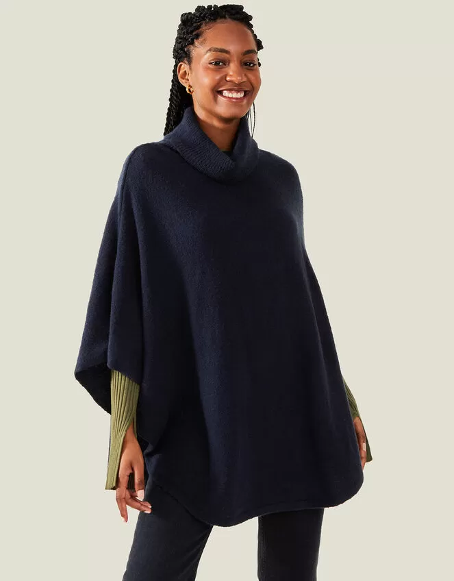 Accessories Cosy Knit Poncho Blue