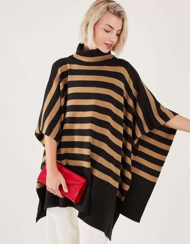 Accessories Stripe Roll Neck Poncho Multi