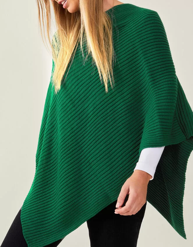 Accessories Ribbed Poncho Green - Image 2