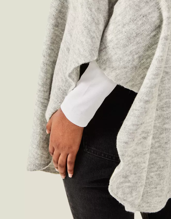 Accessories Cosy Knit Poncho Grey - Image 2