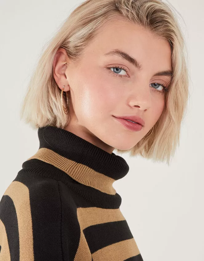 Accessories Stripe Roll Neck Poncho Multi - Image 2