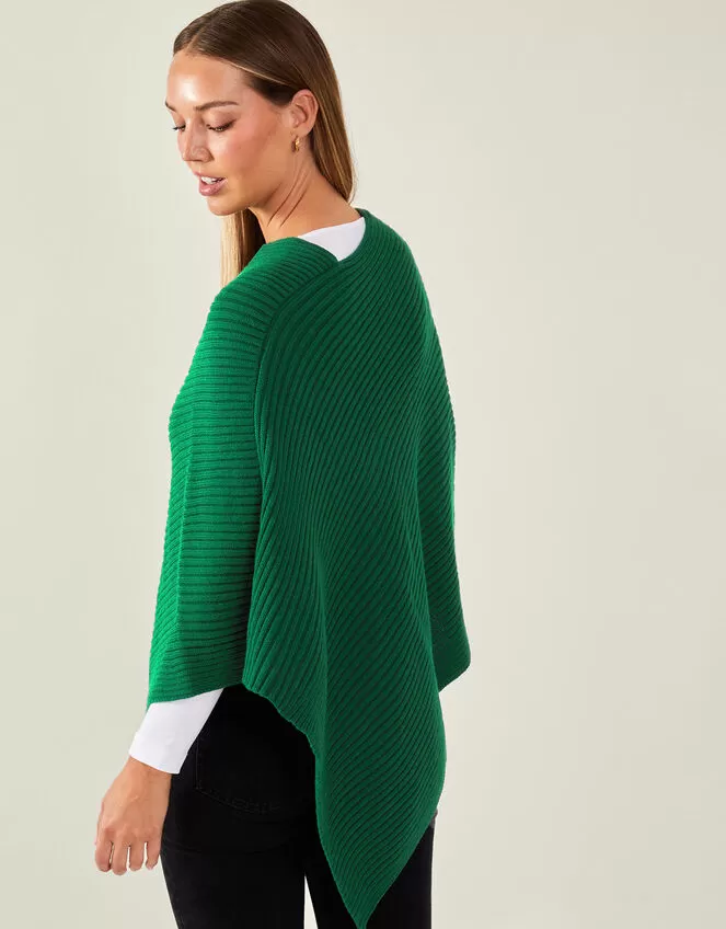 Accessories Ribbed Poncho Green - Image 3