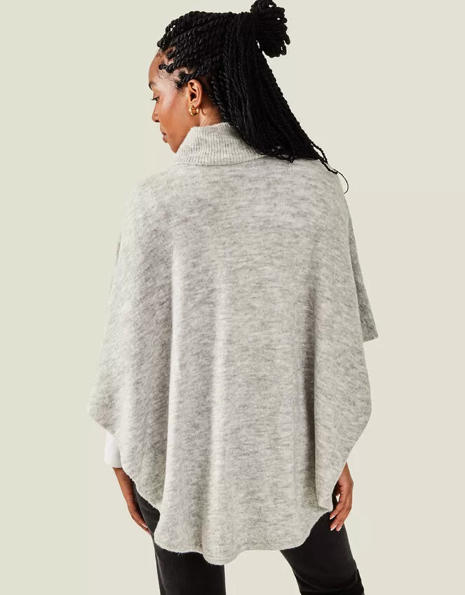 Accessories Cosy Knit Poncho Grey - Image 3