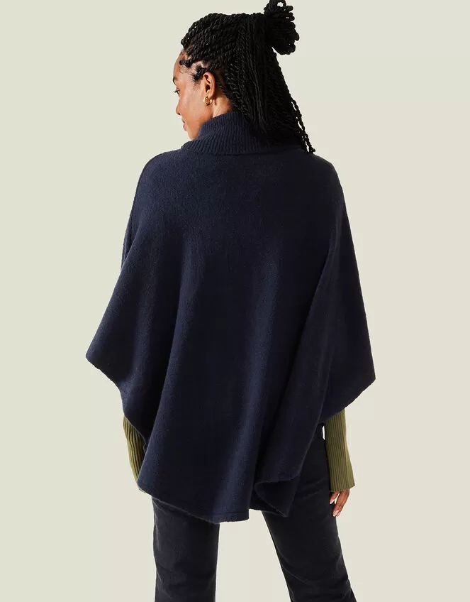 Accessories Cosy Knit Poncho Blue - Image 3