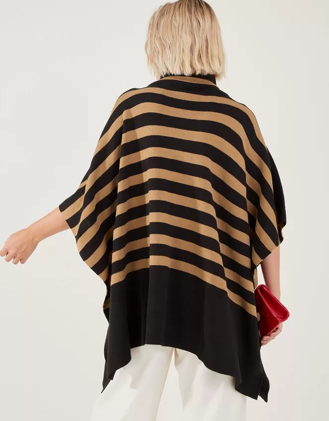 Accessories Stripe Roll Neck Poncho Multi - Image 3